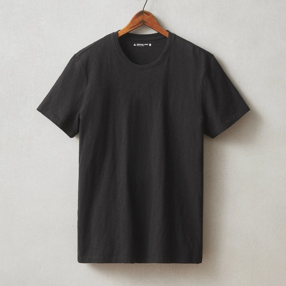 NWOT American Giant Men's Premium 100% Cotton Slub Crew Tee Black Size Large